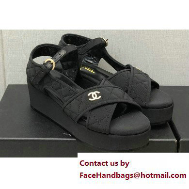 Chanel Heel 5cm CC Logo Sandals G39918 Grosgrain Black 2023