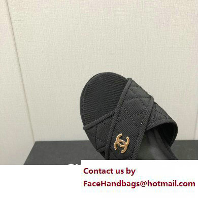 Chanel Heel 5cm CC Logo Sandals G39918 Grosgrain Black 2023