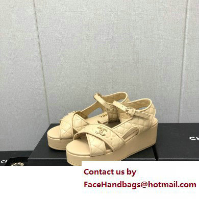 Chanel Heel 5cm CC Logo Sandals G39918 Leather Beige 2023