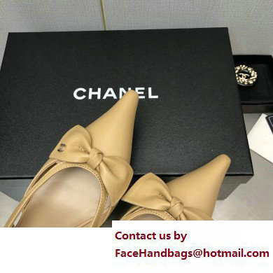 Chanel Heel 7cm Bow Slingback Sandals Beige 2023