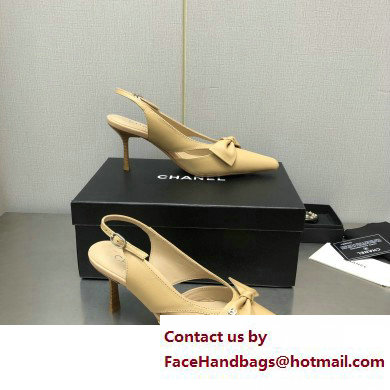 Chanel Heel 7cm Bow Slingback Sandals Beige 2023