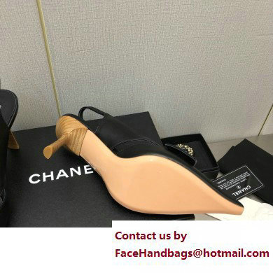 Chanel Heel 7cm Bow Slingback Sandals Black 2023