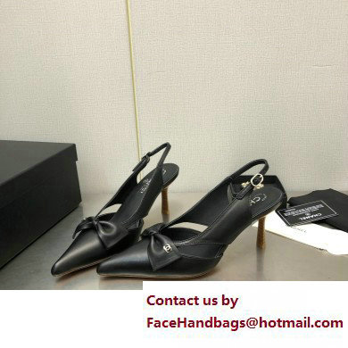 Chanel Heel 7cm Bow Slingback Sandals Black 2023