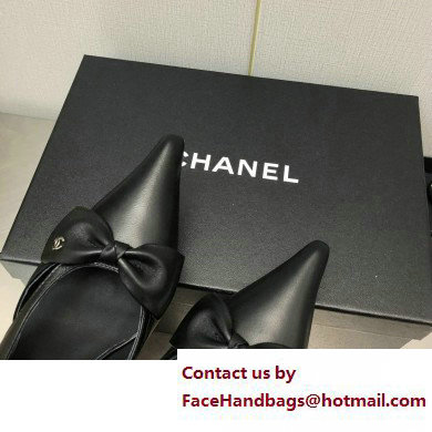 Chanel Heel 7cm Bow Slingback Sandals Black 2023