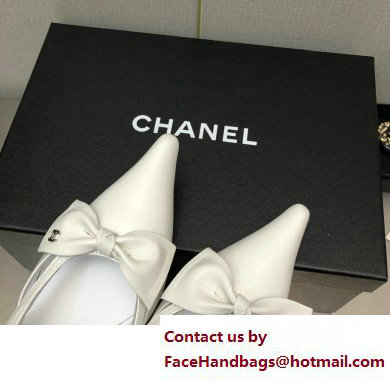 Chanel Heel 7cm Bow Slingback Sandals White 2023