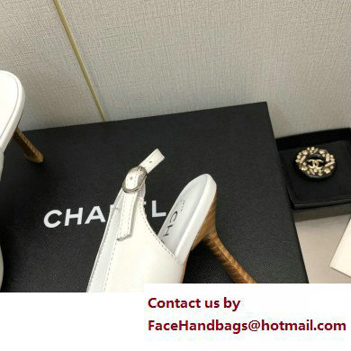 Chanel Heel 7cm Bow Slingback Sandals White 2023