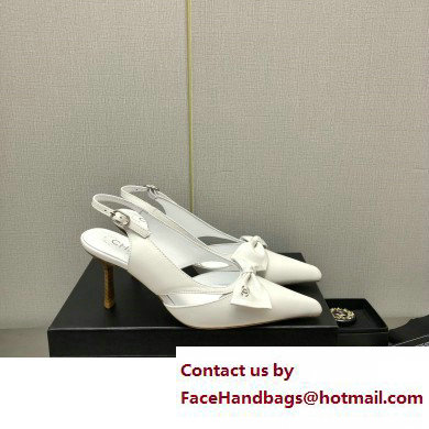 Chanel Heel 7cm Bow Slingback Sandals White 2023