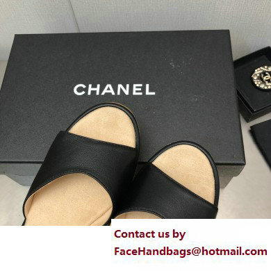 Chanel Heel 8cm Platform Sandal Leather Black 2023