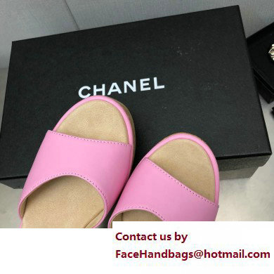 Chanel Heel 8cm Platform Sandal Leather Pink 2023