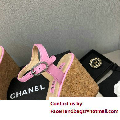 Chanel Heel 8cm Platform Sandal Leather Pink 2023