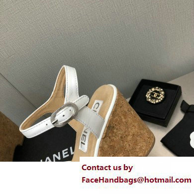 Chanel Heel 8cm Platform Sandal Leather White 2023