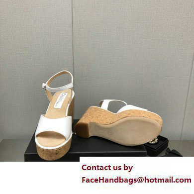 Chanel Heel 8cm Platform Sandal Leather White 2023