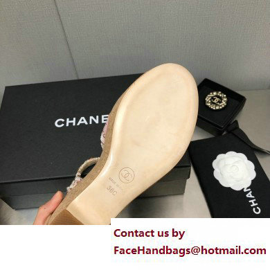 Chanel Heel 8cm Platform Sandal Tweed Pink 2023