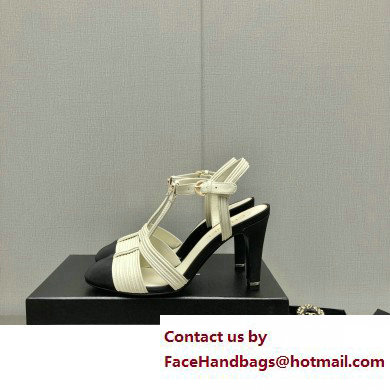 Chanel Heel CC Logo Lambskin and Grosgrain Open Shoes G39016 White 2023