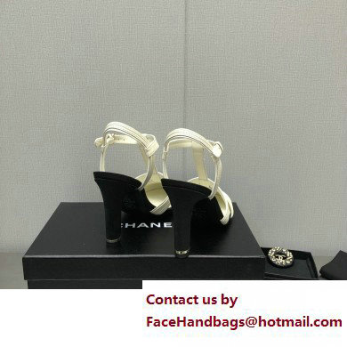 Chanel Heel CC Logo Lambskin and Grosgrain Open Shoes G39016 White 2023