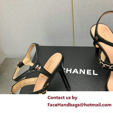 Chanel Heel Chain Lambskin Sandals G39549 Black 2023