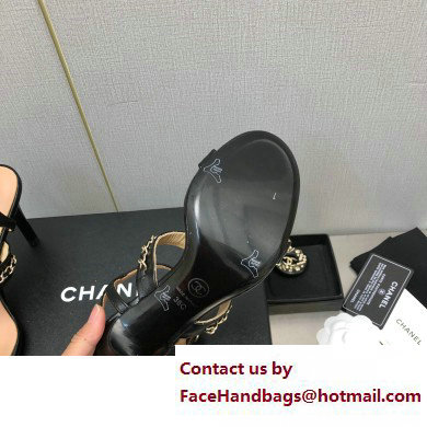 Chanel Heel Chain Lambskin Sandals G39549 Black 2023