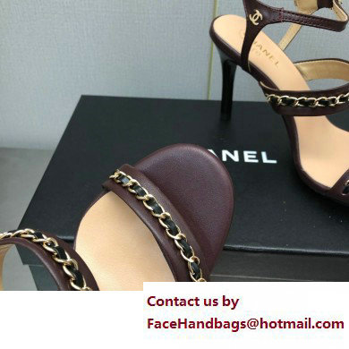 Chanel Heel Chain Lambskin Sandals G39549 Burgundy 2023