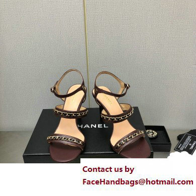 Chanel Heel Chain Lambskin Sandals G39549 Burgundy 2023