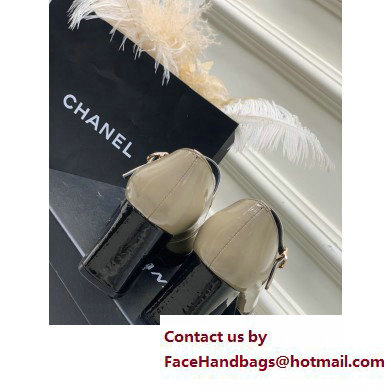 Chanel Heel Patent Leather Pumps Beige 2023