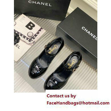 Chanel Heel Patent Leather Pumps Black 2023