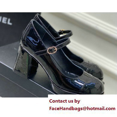 Chanel Heel Patent Leather Pumps Black 2023