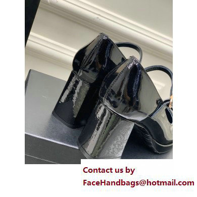 Chanel Heel Patent Leather Pumps Black 2023