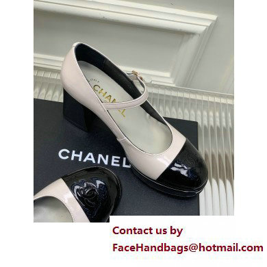 Chanel Heel Patent Leather Pumps White 2023