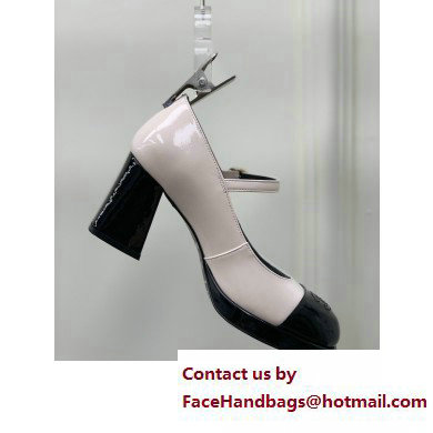 Chanel Heel Patent Leather Pumps White 2023