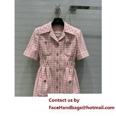 Chanel pink tweed dress spring 2023