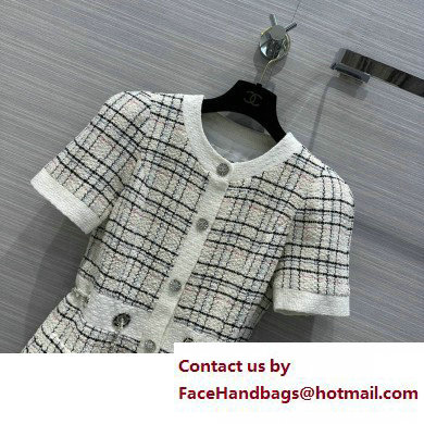 Chanel white/black check tweed dressspring 2023