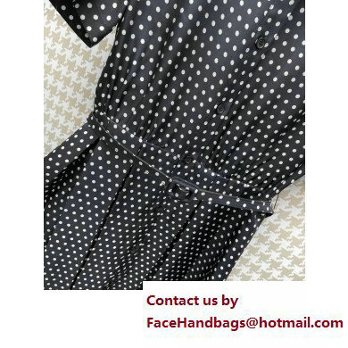 DIOR Black Silk and Cotton Jacquard with Ecru Dior Dots Motif Shirt Dress with Belt 2023