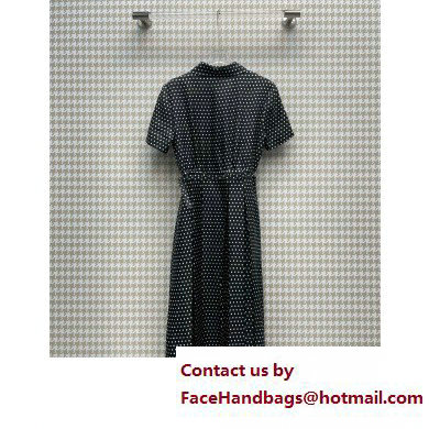 DIOR Black Silk and Cotton Jacquard with Ecru Dior Dots Motif Shirt Dress with Belt 2023