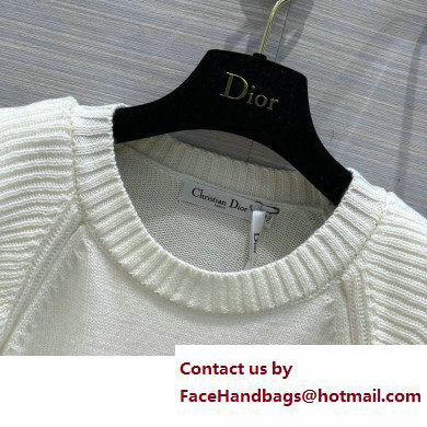 DIOR white Cashmere Knit with Signature Sweater with Ruffles 2023