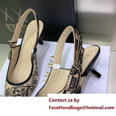 Dior Heel 6.5cm J'Adior Slingback Pumps in Hazelnut Toile de Jouy Embroidered Cotton 2023