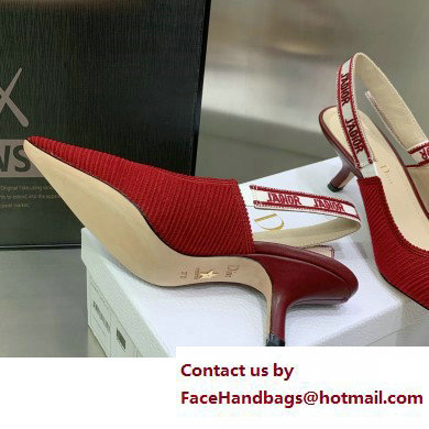 Dior Heel 6.5cm J'Adior Slingback Pumps in Red Embroidered Cotton 2023