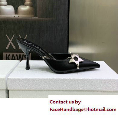 Dior Heel 8.5cm Chain and Star Pointed Toe Mules Black 2023