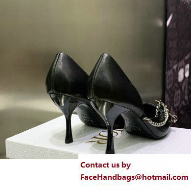 Dior Heel 8.5cm Chain and Star Pointed Toe Pumps Black 2023