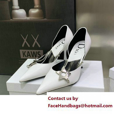 Dior Heel 8.5cm Chain and Star Pointed Toe Pumps White 2023