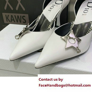 Dior Heel 8.5cm Chain and Star Pointed Toe Pumps White 2023