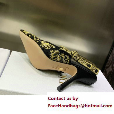 Dior Heel 9.5cm Black and Gold-Tone Velvet Embroidered J'Adior Slingback Pump 2023
