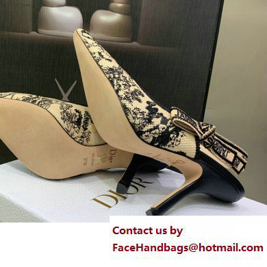 Dior Heel 9.5cm J'Adior Slingback Pumps in Hazelnut Toile de Jouy Embroidered Cotton 2023