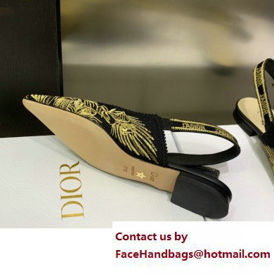 Dior J'Adior Slingback Ballerina Flats in Black Cotton Embroidered with Dior Jardin d'Hiver Motif in Metallic Thread 2023