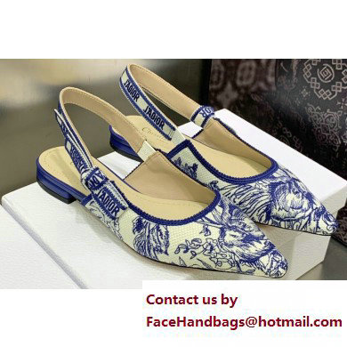 Dior J'Adior Slingback Ballerina Flats in Blue Cotton Embroidered with Dior Jardin d'Hiver Motif 2023 - Click Image to Close