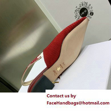 Dior J'Adior Slingback Ballerina Flats in Red Embroidered Cotton 2023