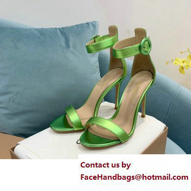 Gianvito Rossi Heel 10.5cm Portofino Sandals with Buckle-covered Anklet Strap Leather Green 2023