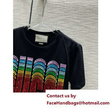 Gucci Cotton T-shirt with Gucci embroidery black 717684 2023