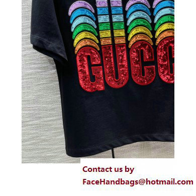 Gucci Cotton T-shirt with Gucci embroidery black 717684 2023