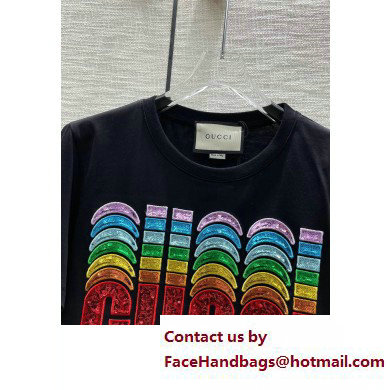 Gucci Cotton T-shirt with Gucci embroidery black 717684 2023