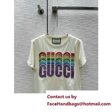 Gucci Cotton T-shirt with Gucci embroidery white 717684 2023